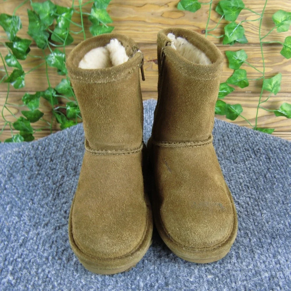 Bearpaw Elle‎ Kids Brown Suede Leather Sheepskin Lined Winter Boots Toddler 8
